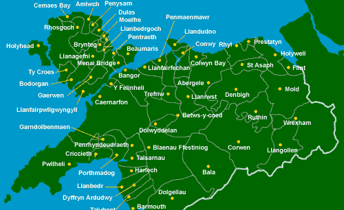 North Wales  Map